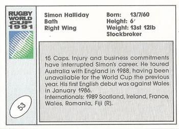 1991 Regina Rugby World Cup #53 Simon Halliday Back